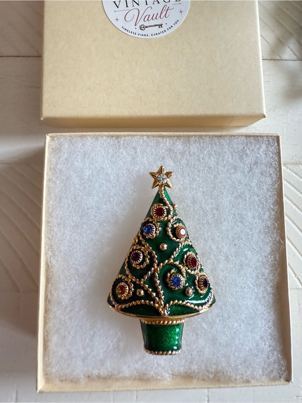 Vintage Weingeroff Christmas Tree Brooch & Earring set (See Photos) - Picture 4 of 4